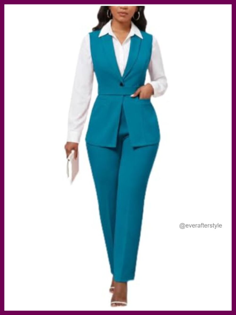 Women's Sleeveless Vest and Pants Suit Set Stretchy Business Casual
